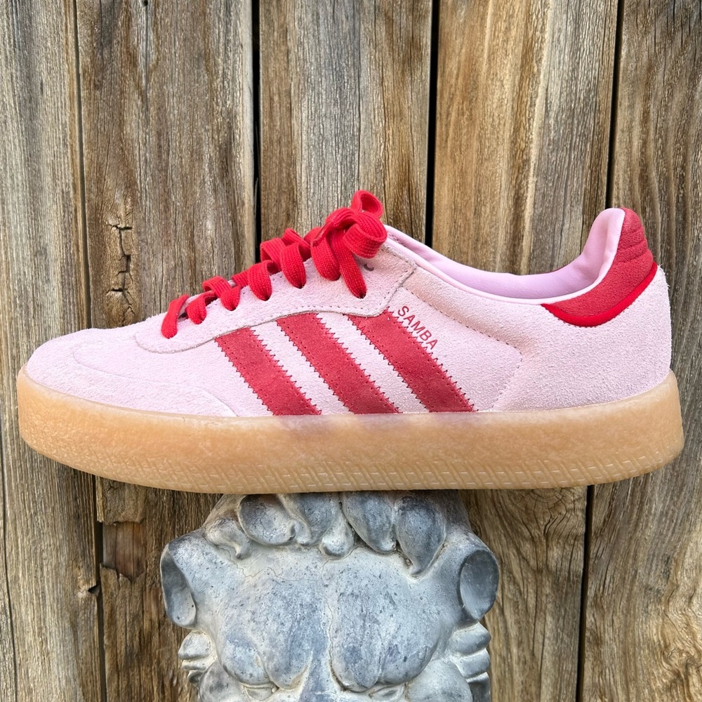NWT Adidas Samba Sneaker Suede Leather Clear Pink Better Scarlet Red Gum 10.5